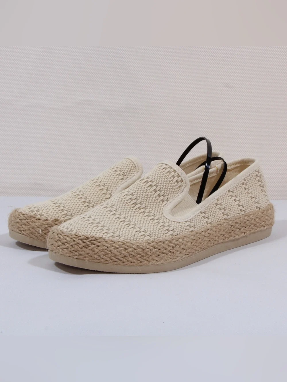 Esprit Nadine Cream Crochet Woven Slip-On Espadrille Sneakers NIB NWT
